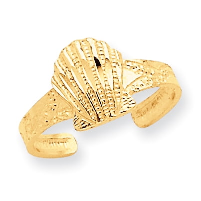 Jewels By Lux 14K Yellow Gold Diamond-Cut Scallop Shell Toe Ring Jewels By Lux 14K Yellow Gold Diamond-Cut Scallop Shell Toe Ring